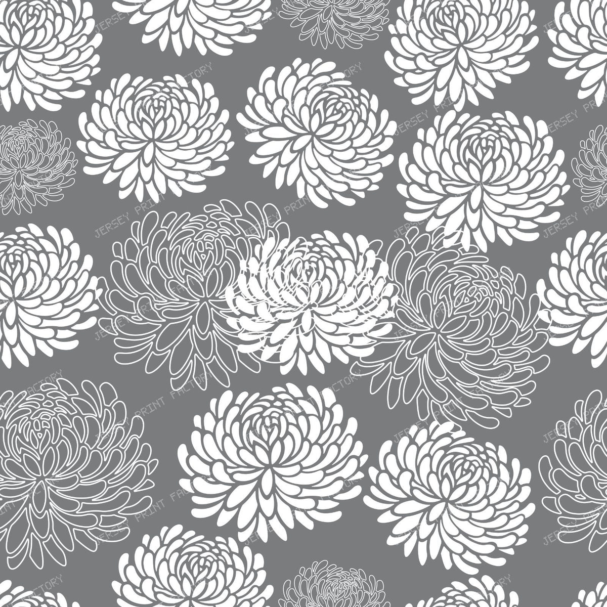 Blue Dahlia, White Dahlia, Pattern Of Flowers — Gray 1