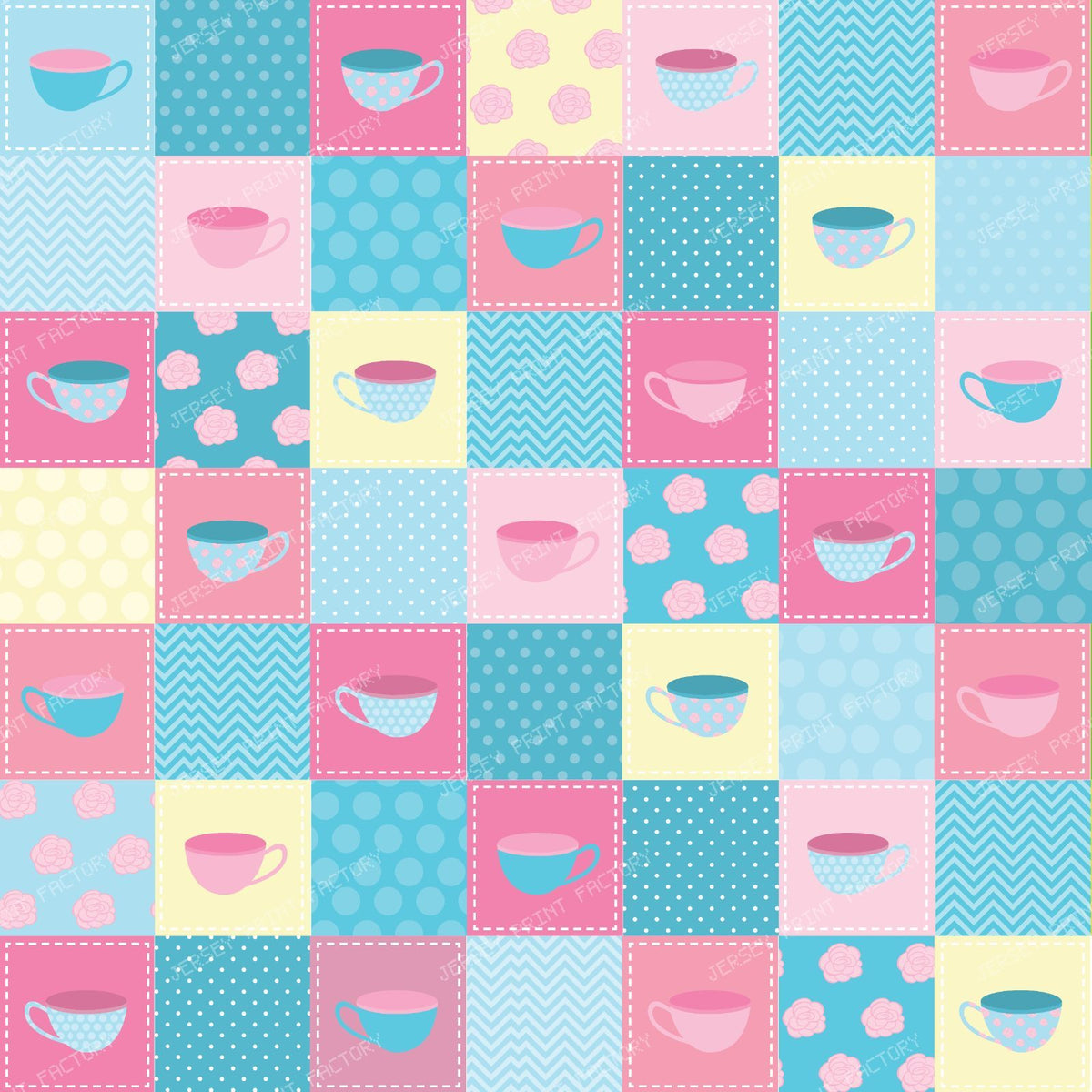 Tea Party, Tea Cups, Polka Dots, Roses, Zigzag