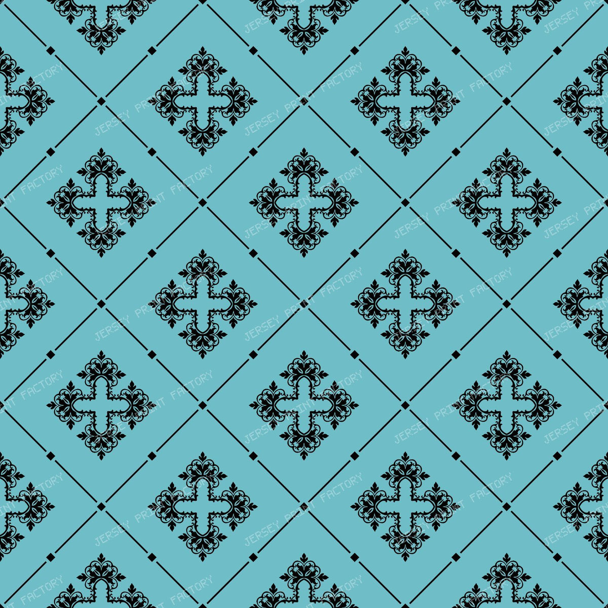 Black And White Damask, French Damask, Baroque Pattern — Blue 3