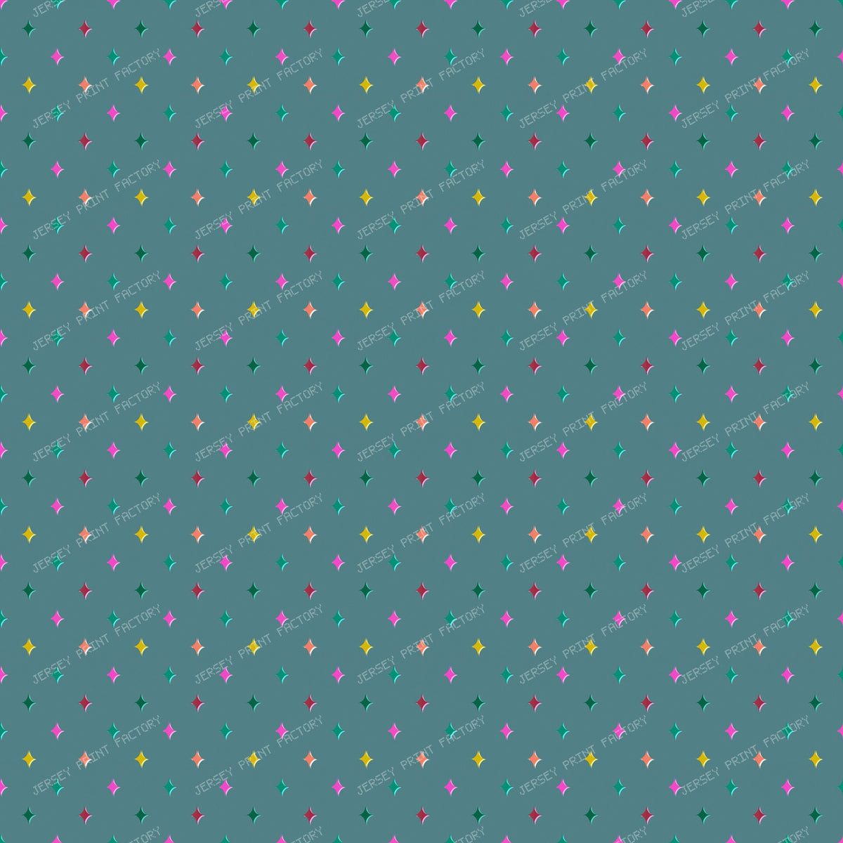 Colourful sparkle stars on Muted Teal