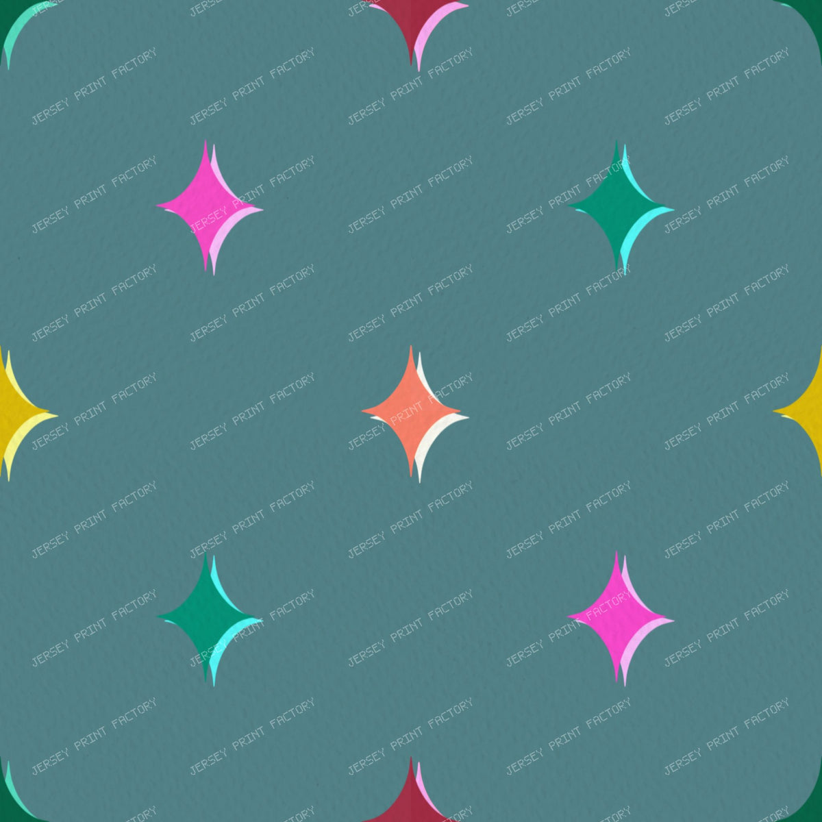 Colourful sparkle stars on Purple — Muted Teal