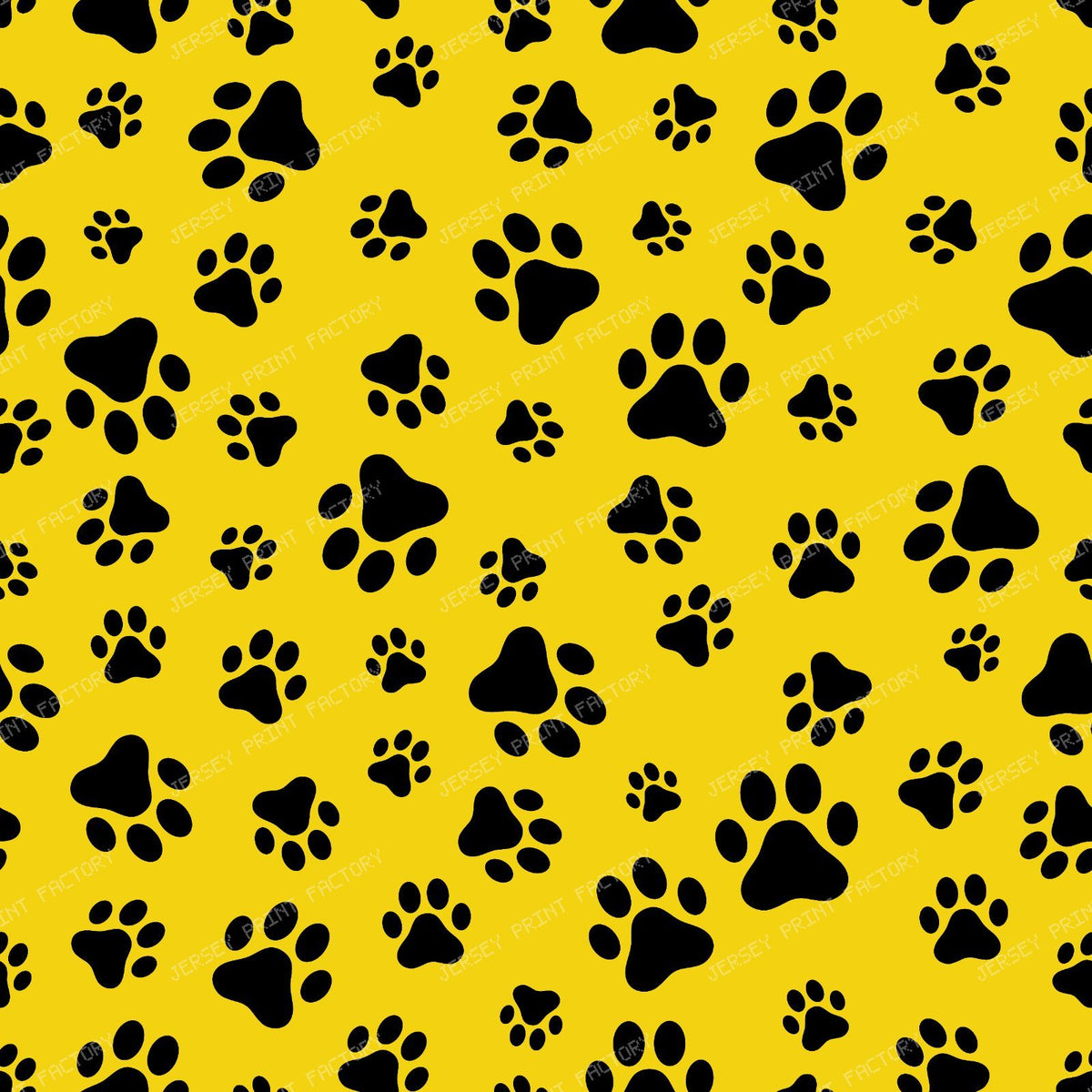Pattern Of Paws, Dog Paws, Black and White — Yellow 4