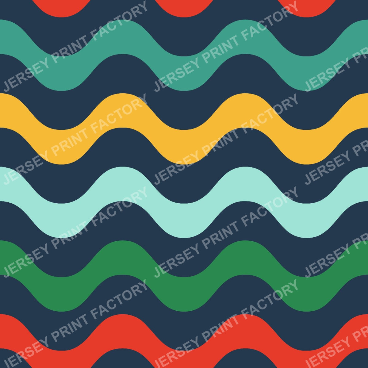 Colorful Bold Wavy Stripes On Navy