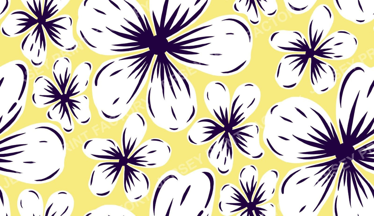 Boho Mid Century Hibiscus Flowers in Yellow