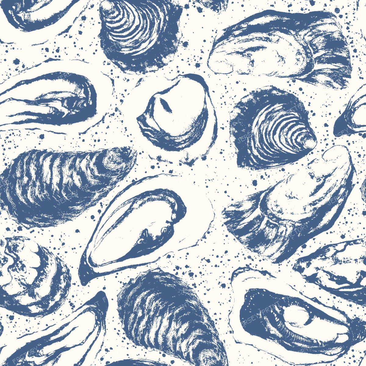 Navy blue and milky white oysters pattern