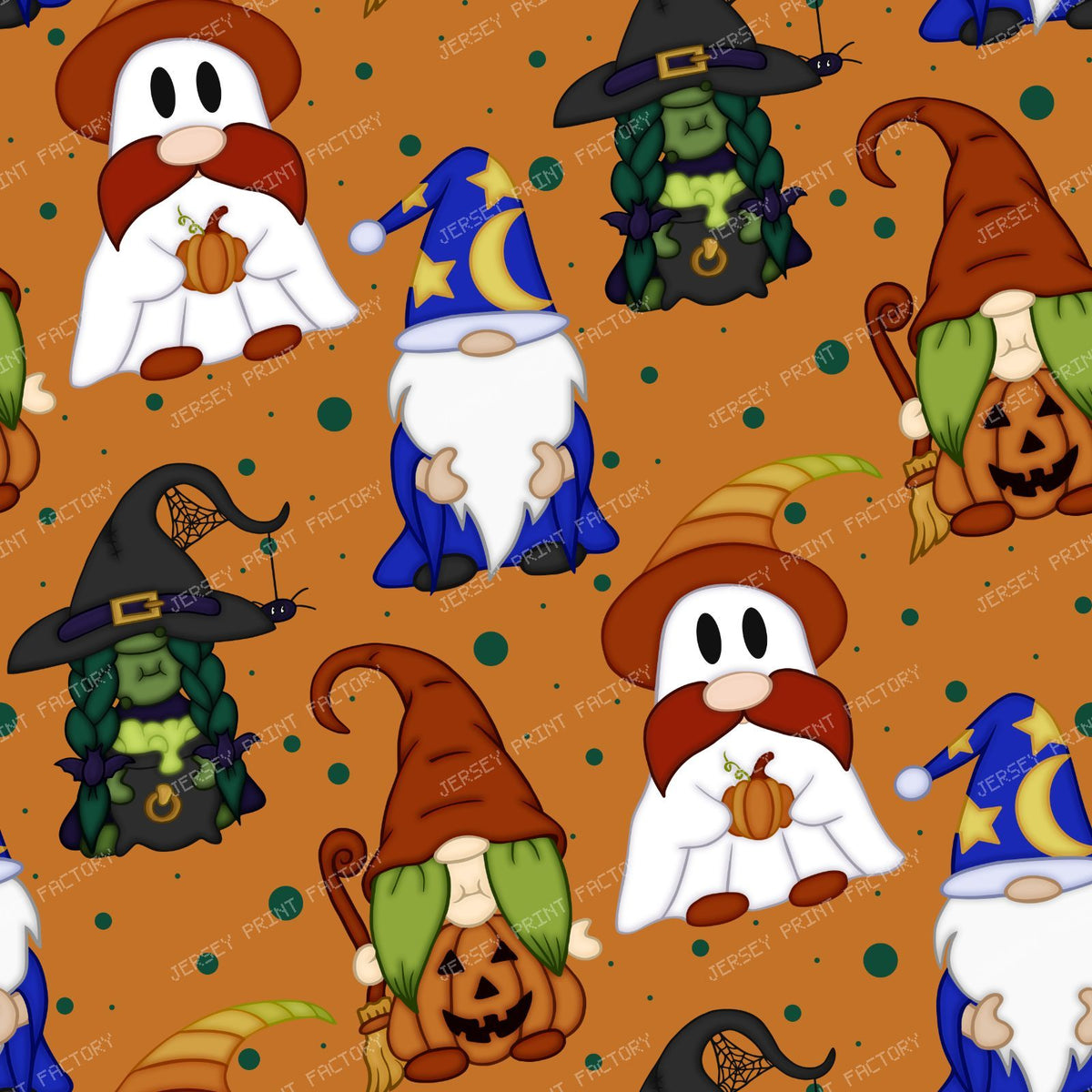 Gnome-o-Ween (Large) — Green on Orange