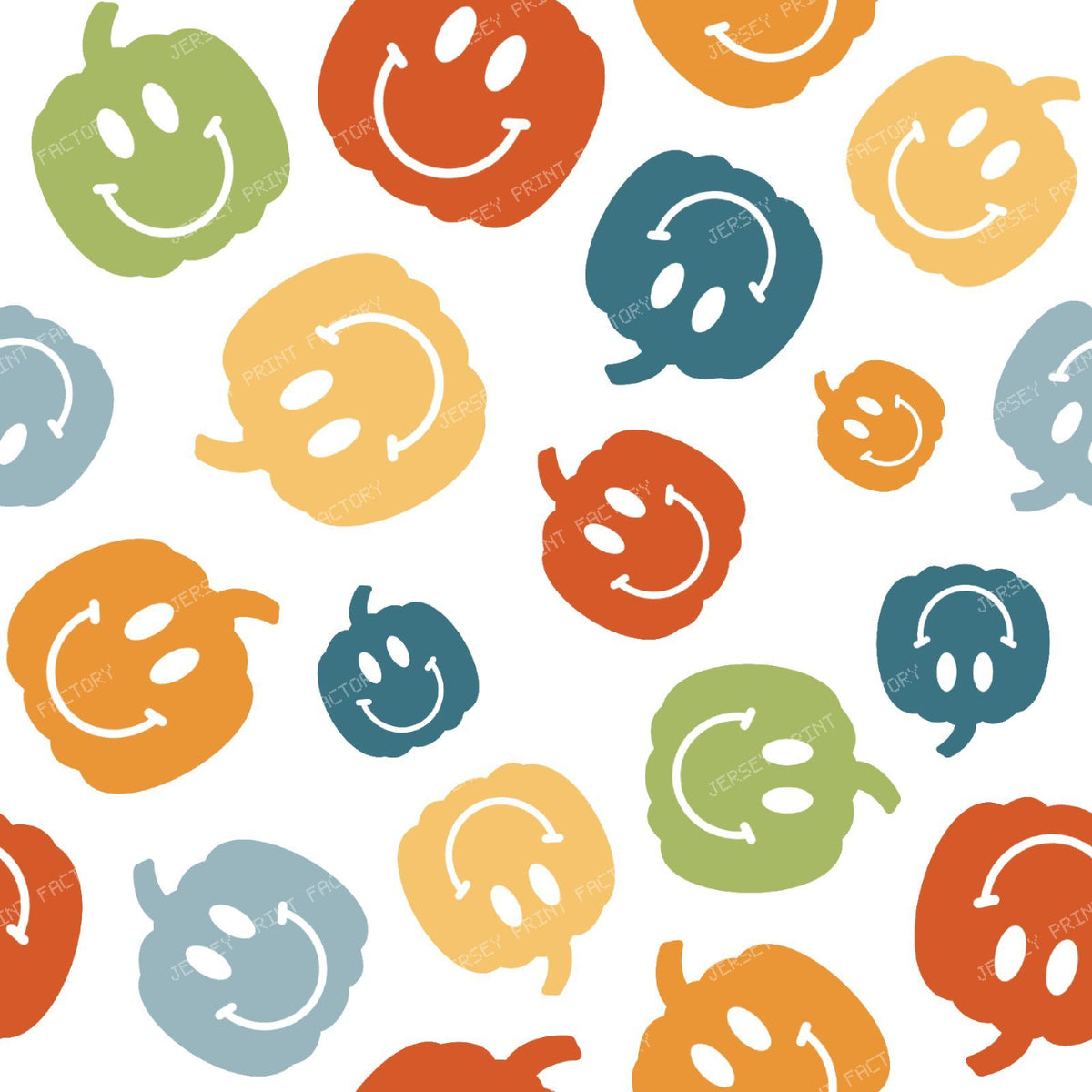 Friendly Happy Face Halloween Pumpkins White