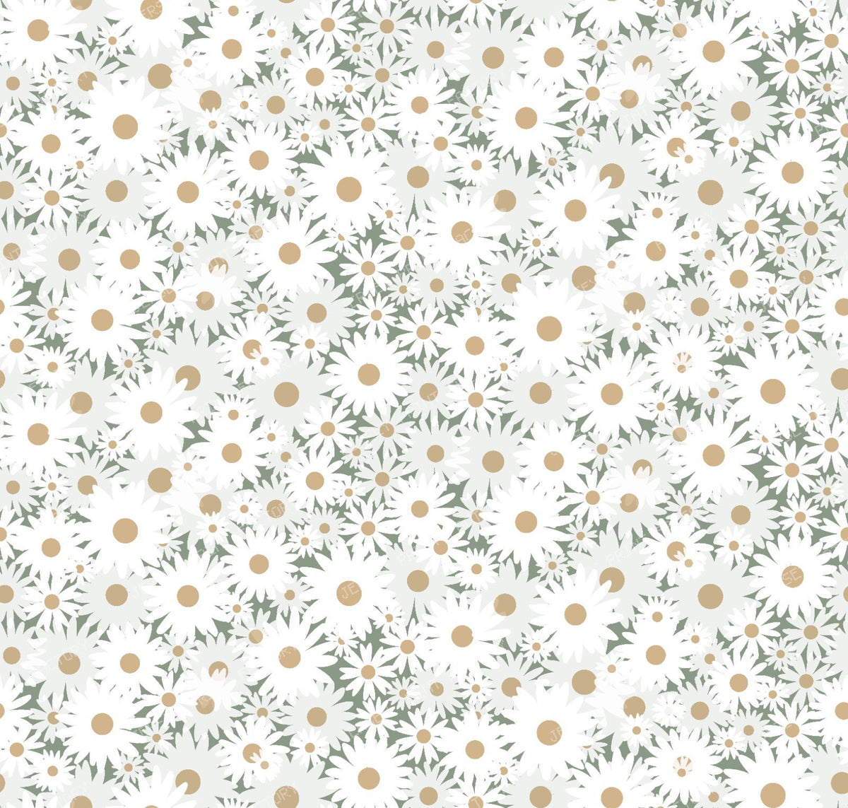 Sweet Daisy Fields Seamless Floral Pattern - Sage Green