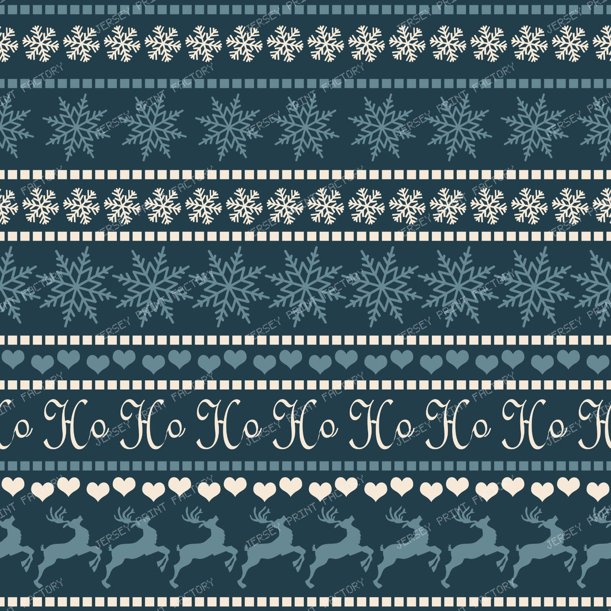 Ugly Christmas Sweater, Snowflakes, Hearts, Reindeer, Blue — Blue 4
