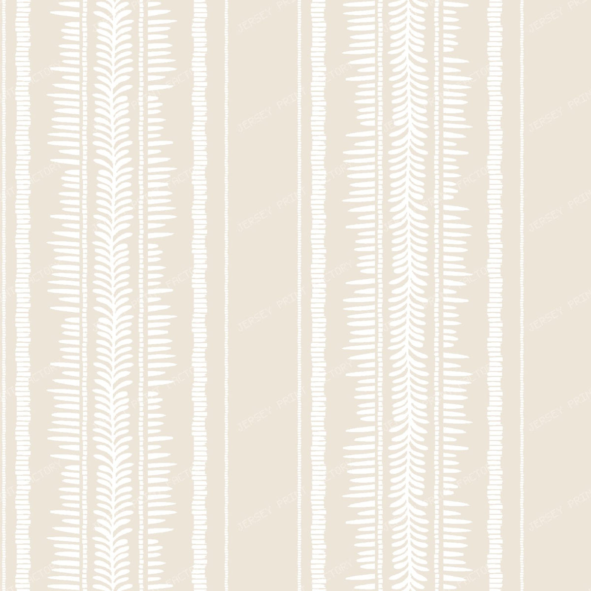 Betsy French Provincial Leaf Stripe Cream & Pale Beige — Cream & White