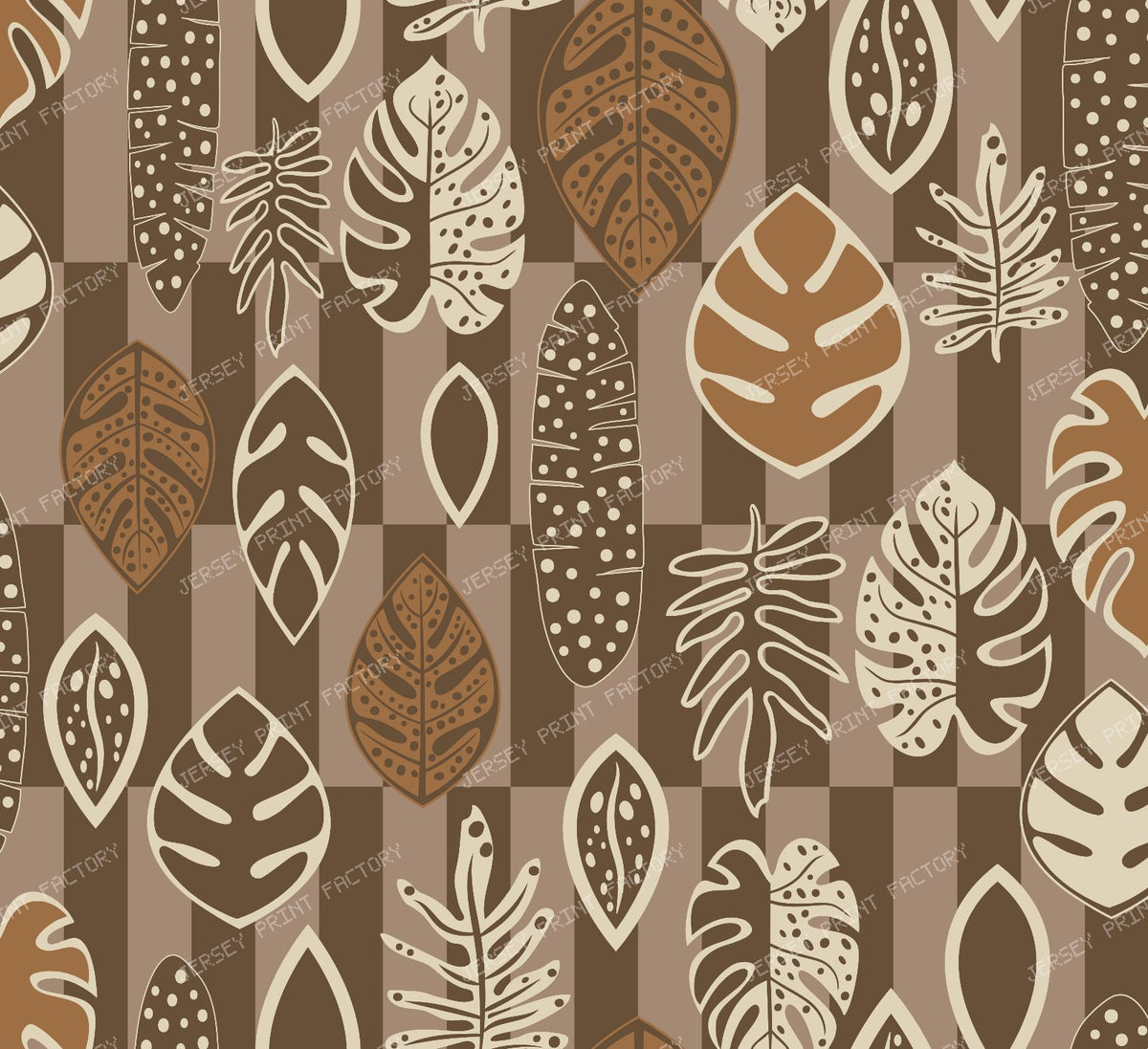 Tropical leaves on windowpane tile — Brown,Taupe