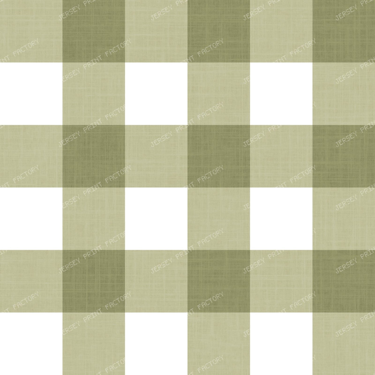 Gingham Check Linen Look - Classic Country Cottage - Cocoa Brown & White — Olive Green and White