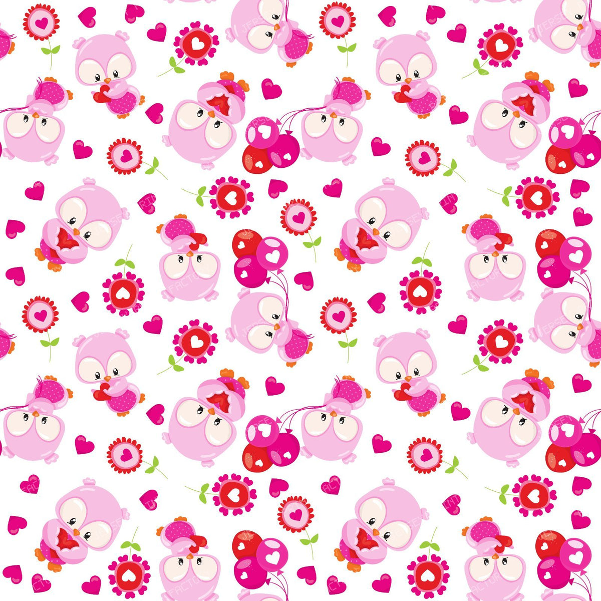 Pattern Of Owls, Cute Owls, Pink Owls, Hearts