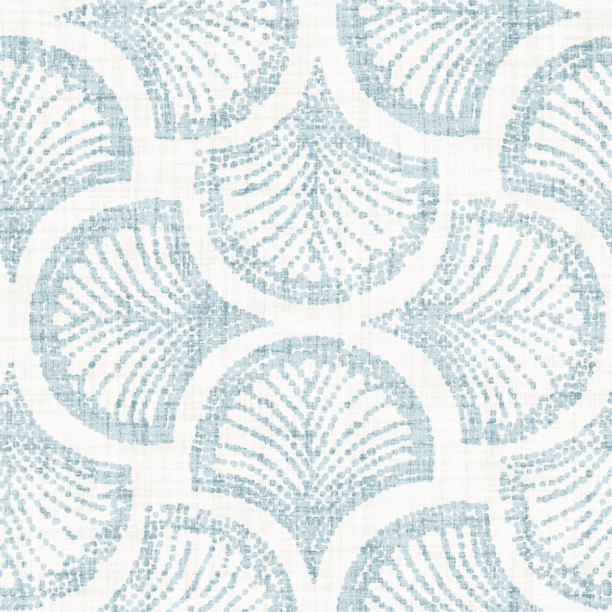 Dove Grey Blue Scallop Arch Geometric — Blue Block Print Scallop Fan- Coastal