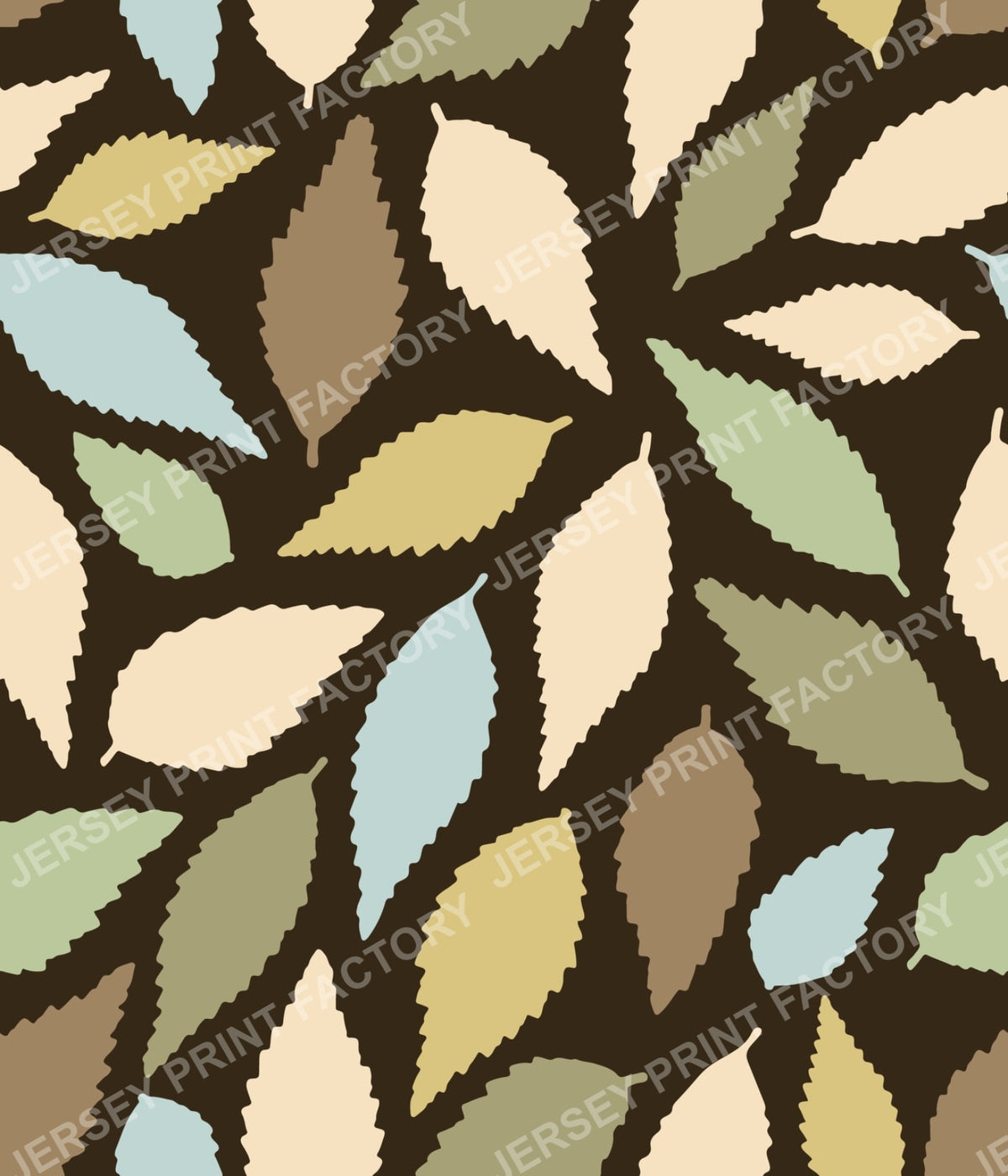 Scattered Leaves - Blue Green and Brown