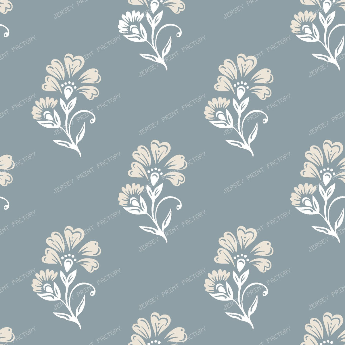 Beatrice 3 Colour Block Print Floral Denim Blue