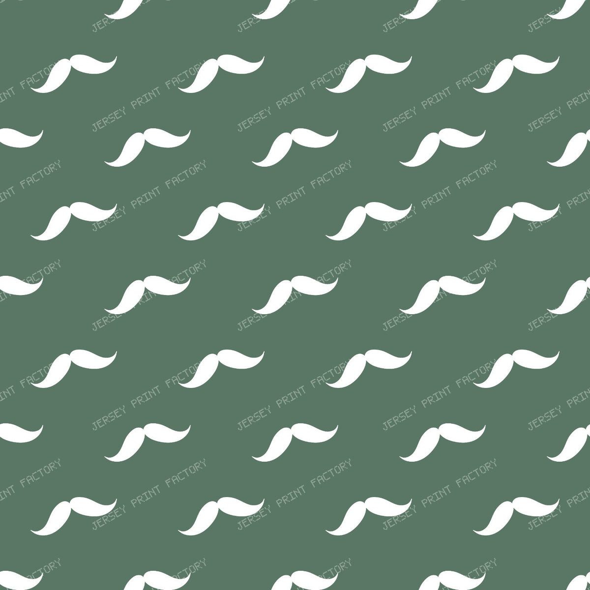 Mustache Pattern, Curly Mustache, Black and White — Green 2