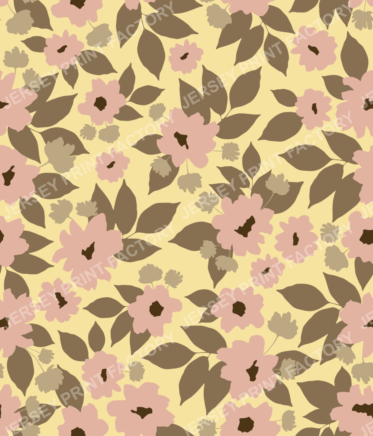 Floral Garden - Flowers and Leaves on Yellow