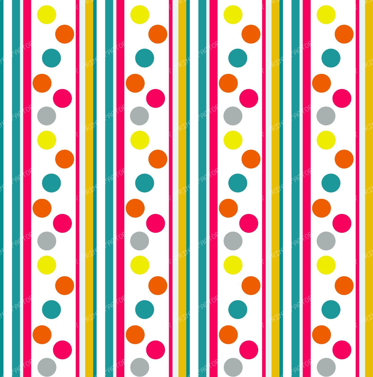 Colorful Polka Dots, Colorful Stripes, Retro Pattern