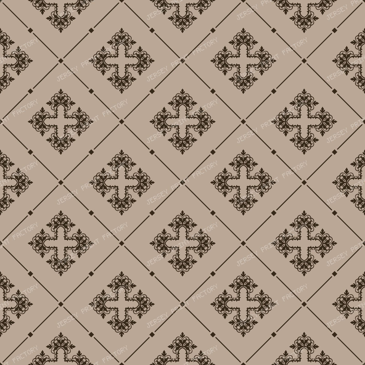 Black And White Damask, French Damask, Baroque Pattern — Brown 3