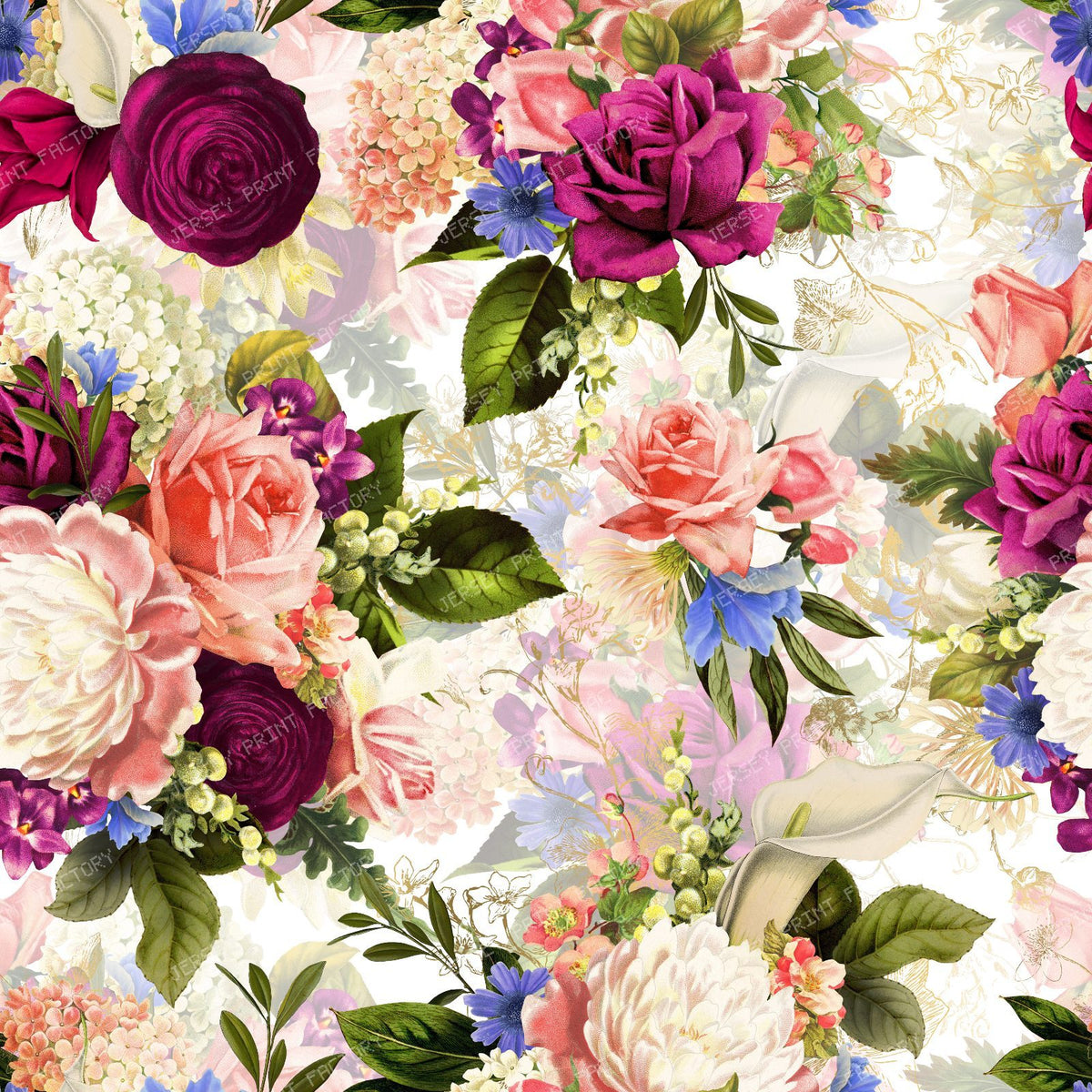 Rich Maximalist Burgundy Floral – Vintage Victorian Grandmillennial Romance White