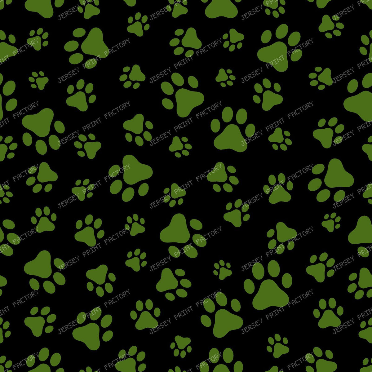 Pattern Of Paws, Dog Paws, Black and White — Green 6