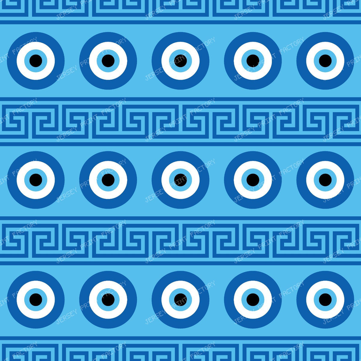 Evil Eye Pattern, Turkish Eye, Mati, Nazar, Meander Key — Blue 7