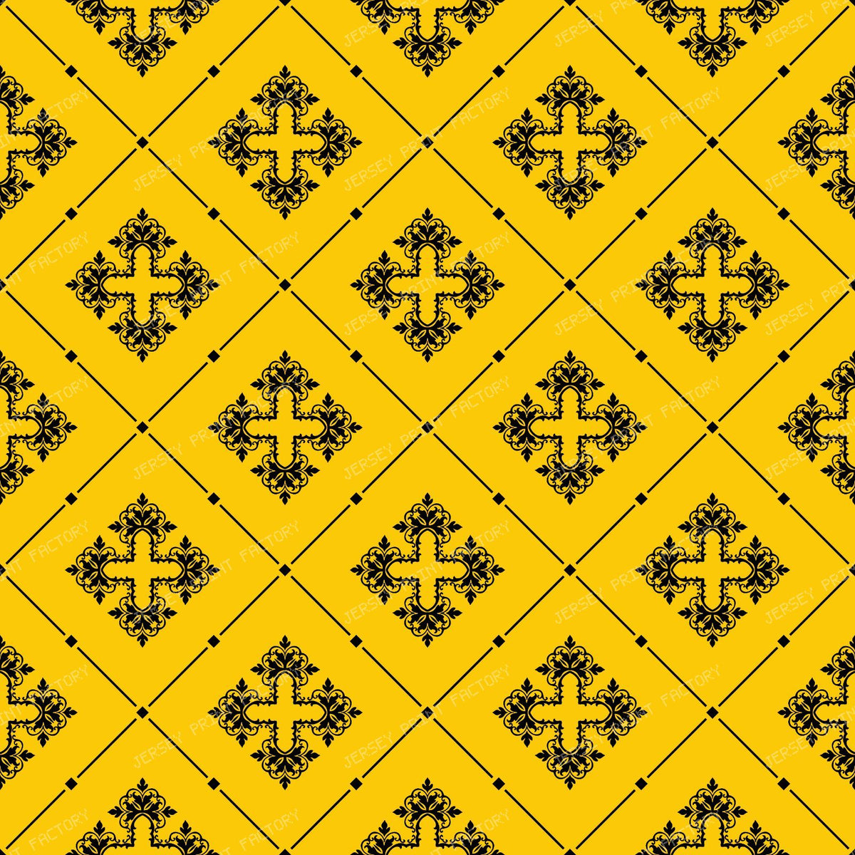 Black And White Damask, French Damask, Baroque Pattern — Yellow 2