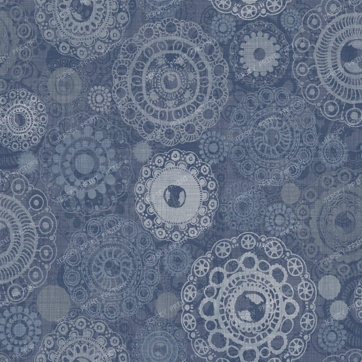 Vintage Ornamental Circles texturised blue