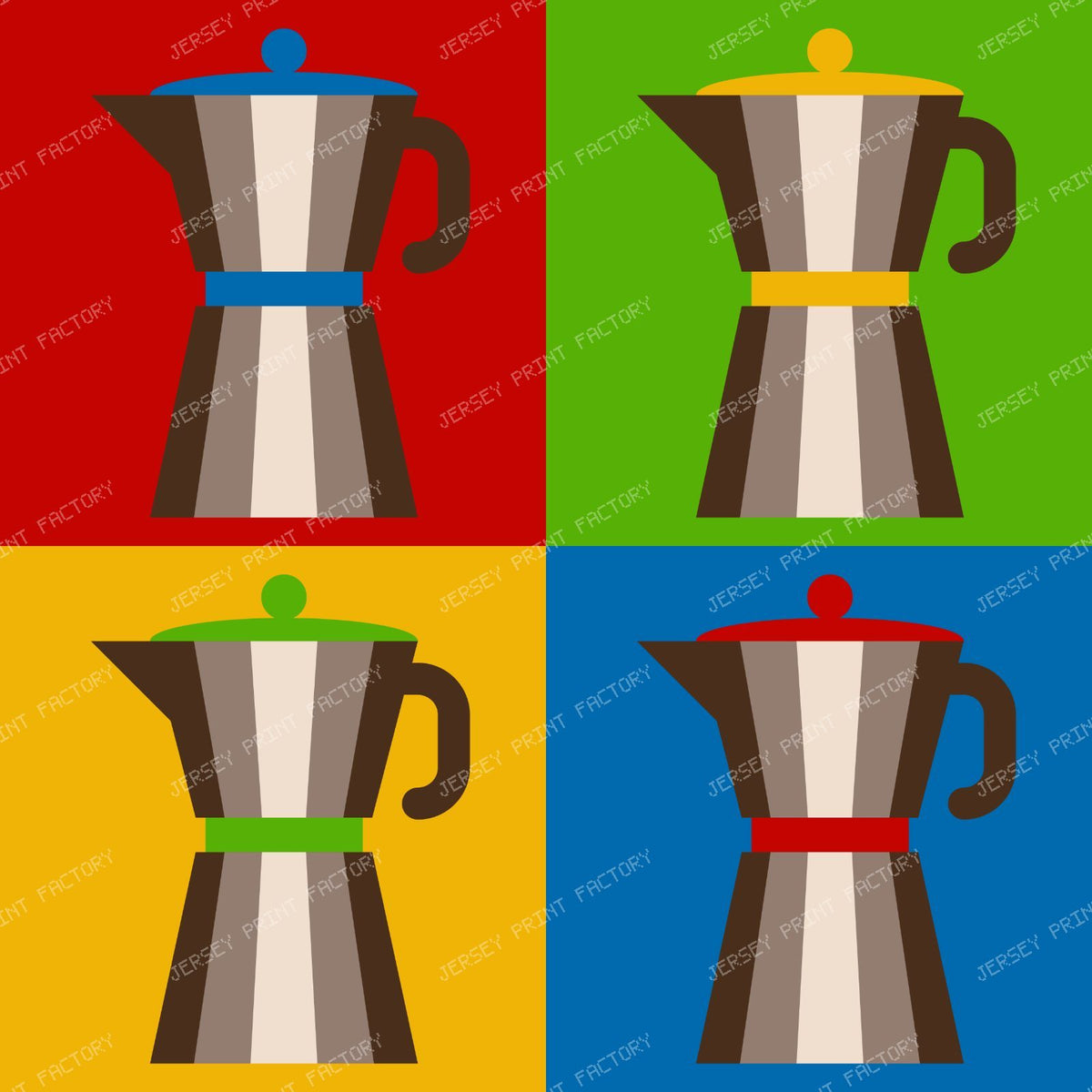 Coffee Pot, Moka Pot, Pop Art, Colorful Squares — Colorful 6