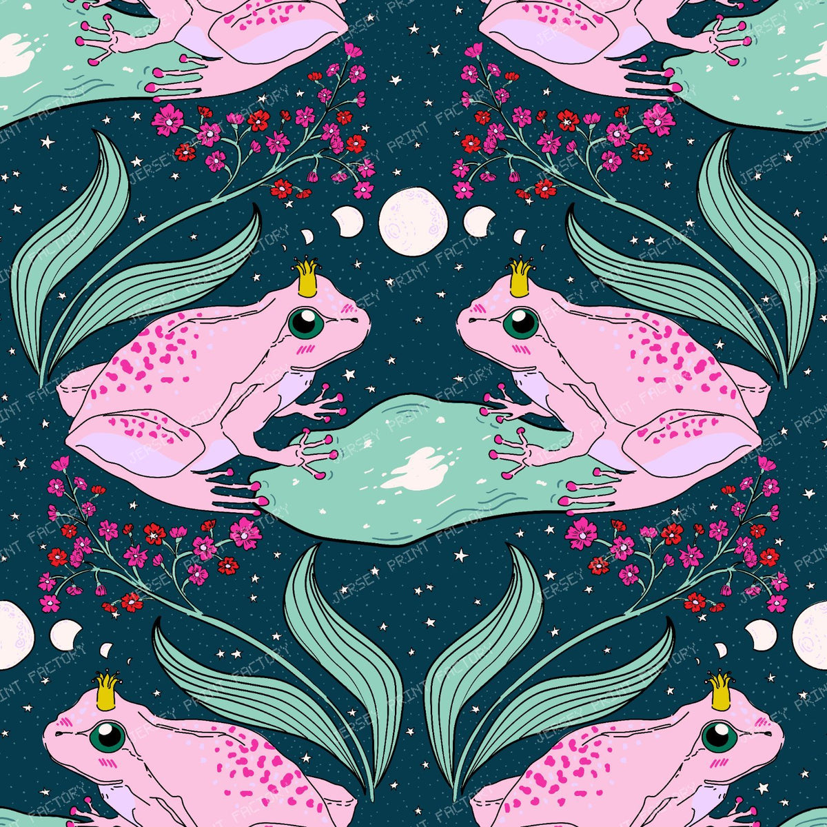 Frog Prince Damask — Deep Teal
