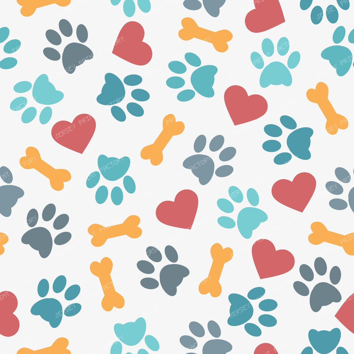 Pattern Of Paws, Dog Paws, Animal Paws, Bones, Hearts