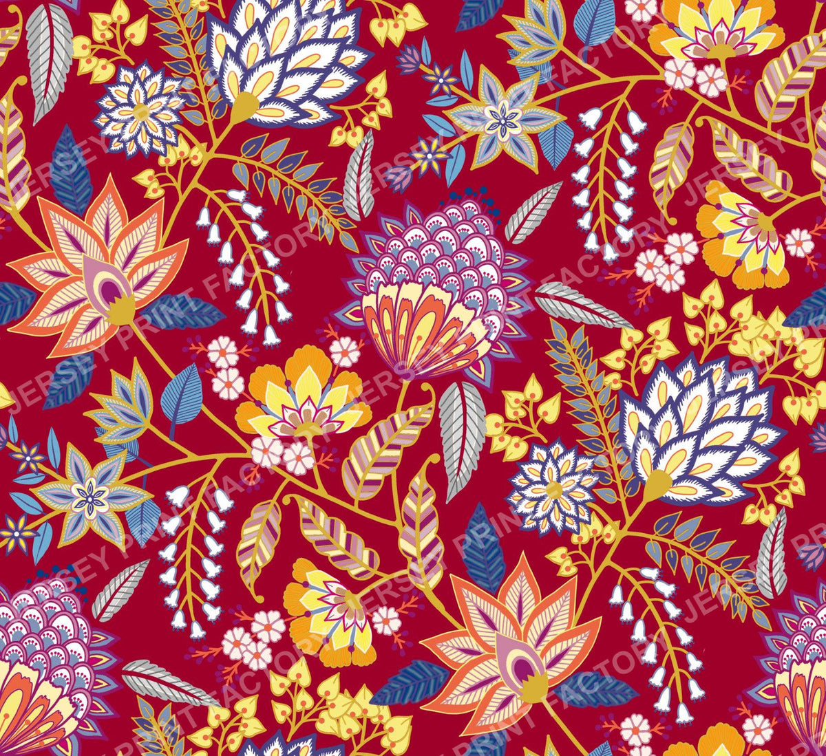 Modern Contemporary Chintz Floral Red
