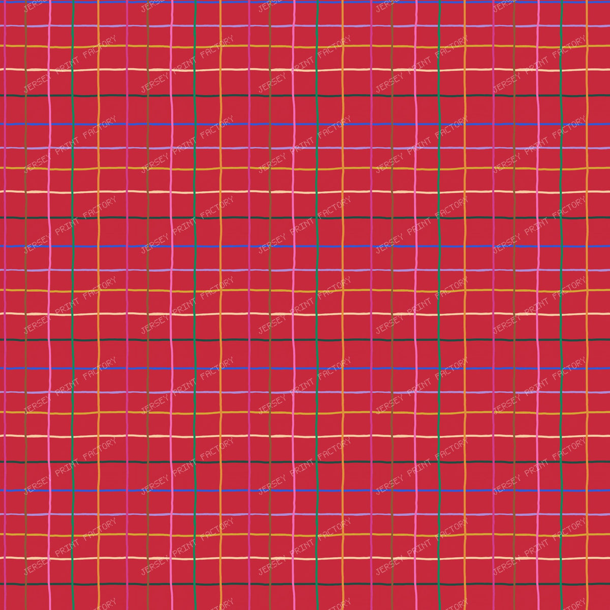 Colorful Hand Drawn Windowpane on Red