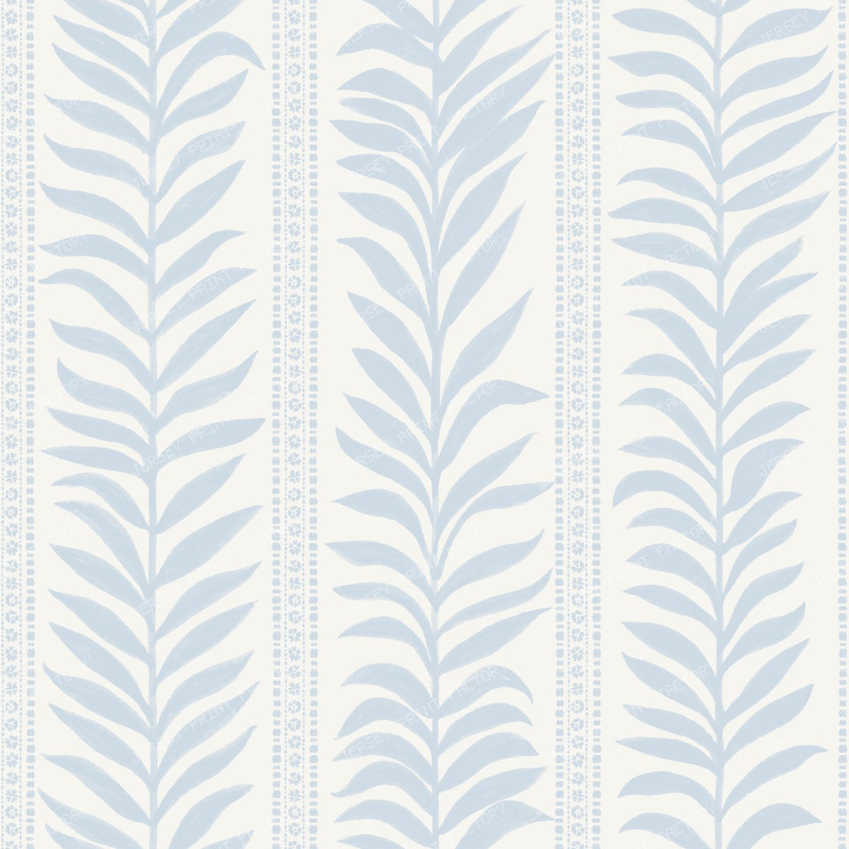 Belinda Vertical Vine Stripe White & Ice Blue