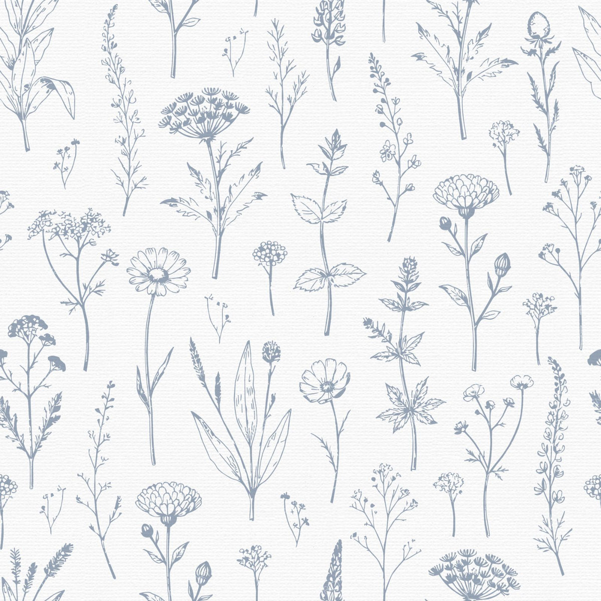 Wildflower Meadow Organic Vintage Botanicals - Mint Green — Dusty Blue and White