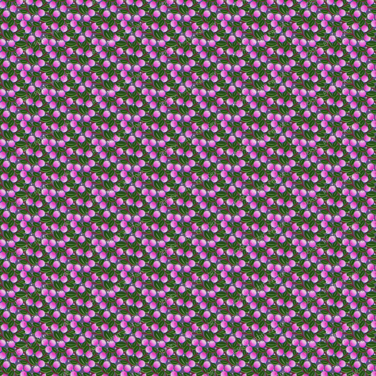 Winter Snowberries and Sparkle on Muted purple