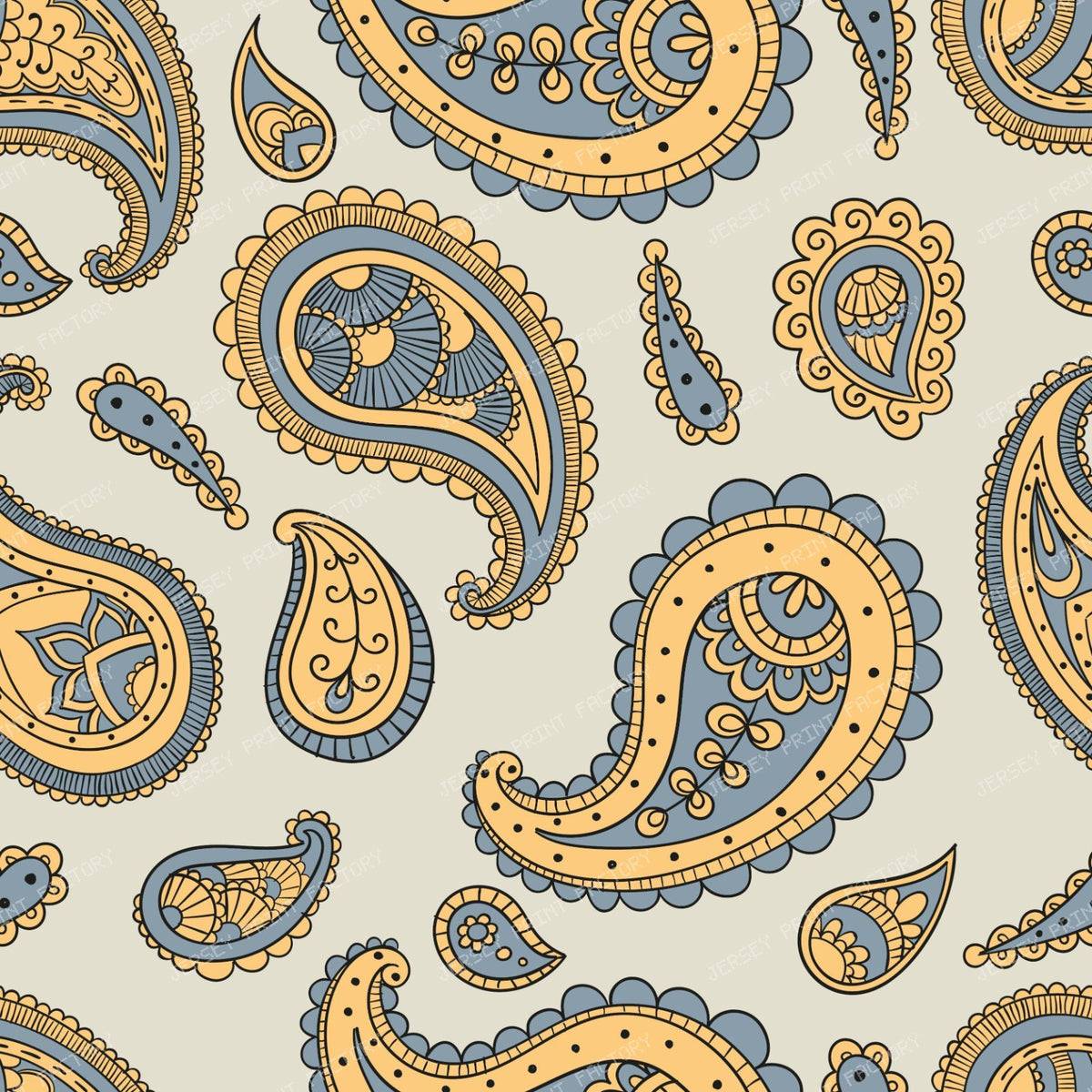 Blue Paisley, Persian Paisley, Paisley Pattern — Yellow 3