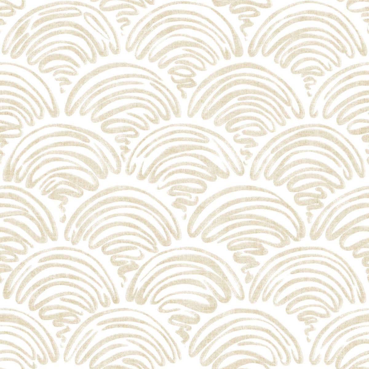 freehand scallop beige on white