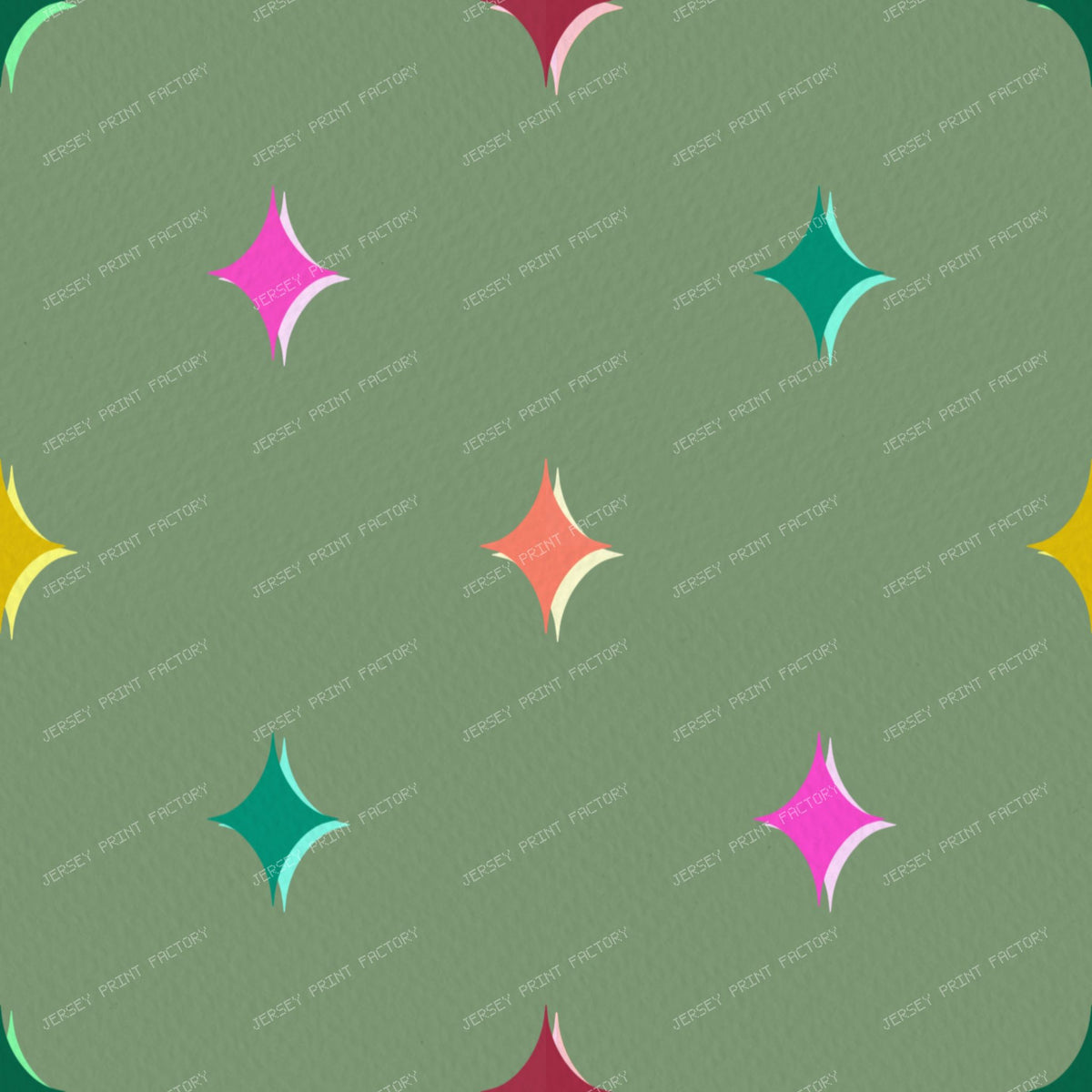 Colourful sparkle stars on Purple — Muted Green2