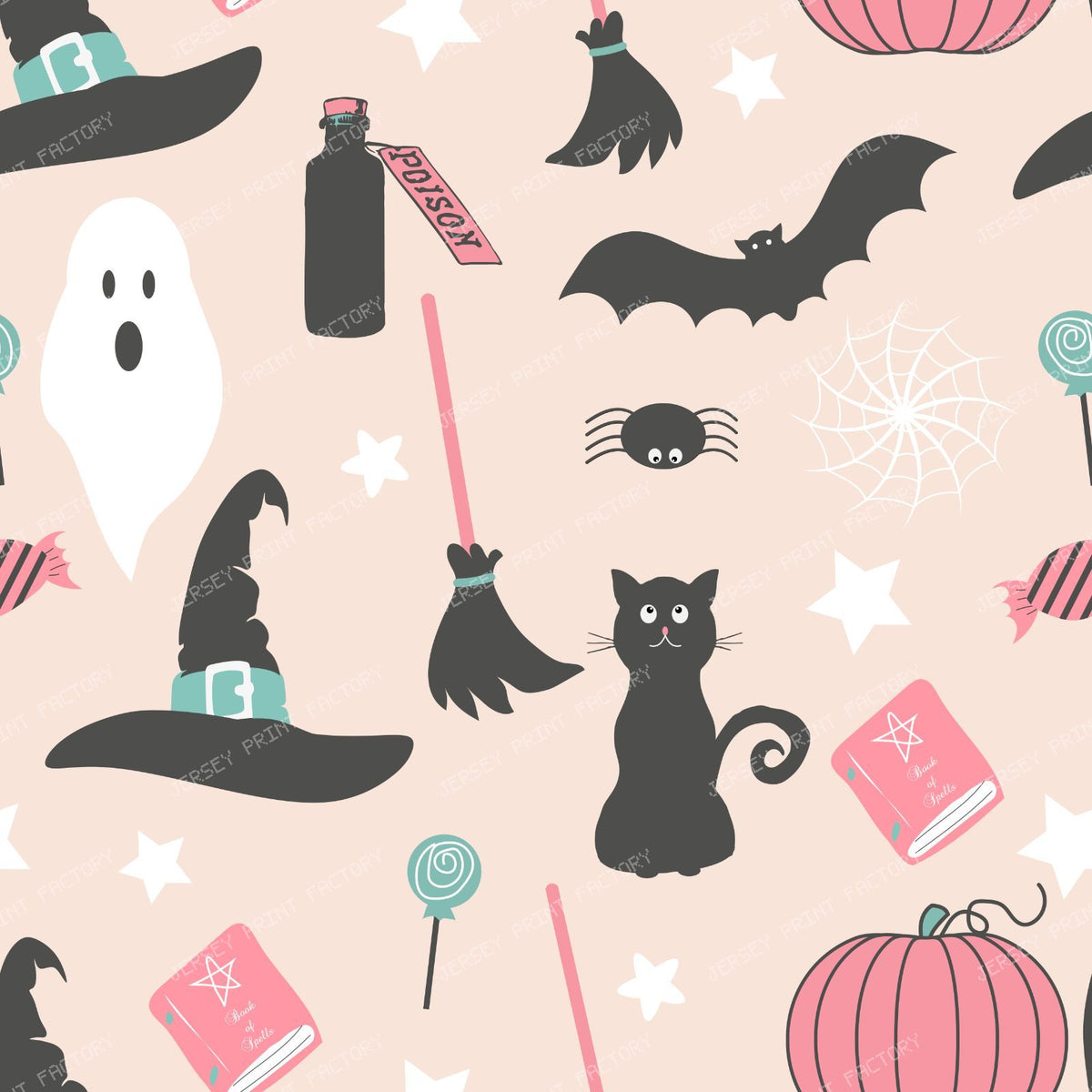 Halloween, Ghost, Black Cat, Witch Hat, Broom, Poison, Stars