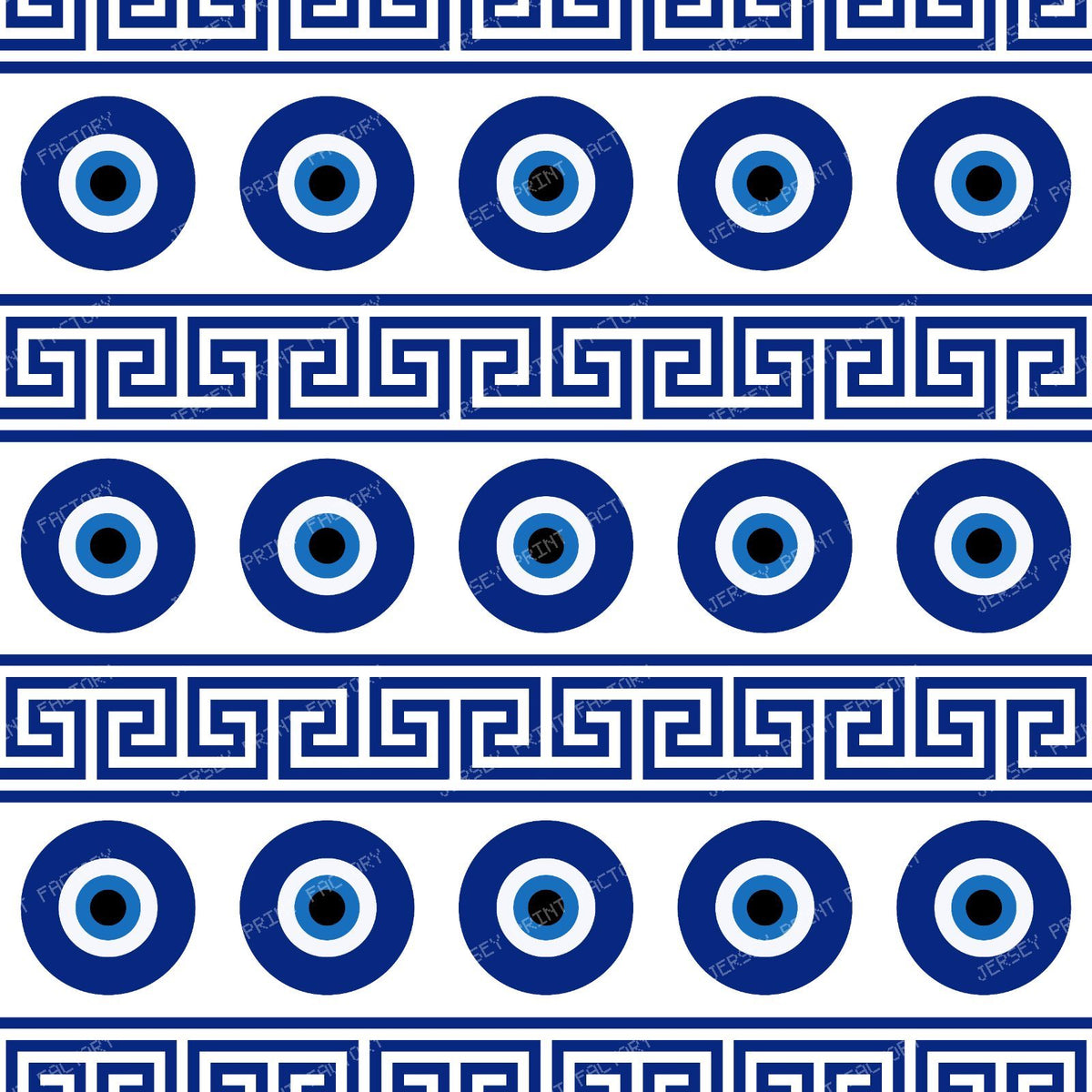 Evil Eye Pattern, Turkish Eye, Mati, Nazar, Meander Key — White 2