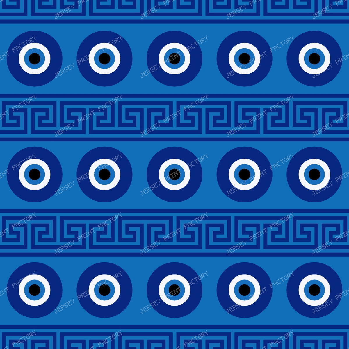 Evil Eye Pattern, Turkish Eye, Mati, Nazar, Meander Key — Navy Blue 2