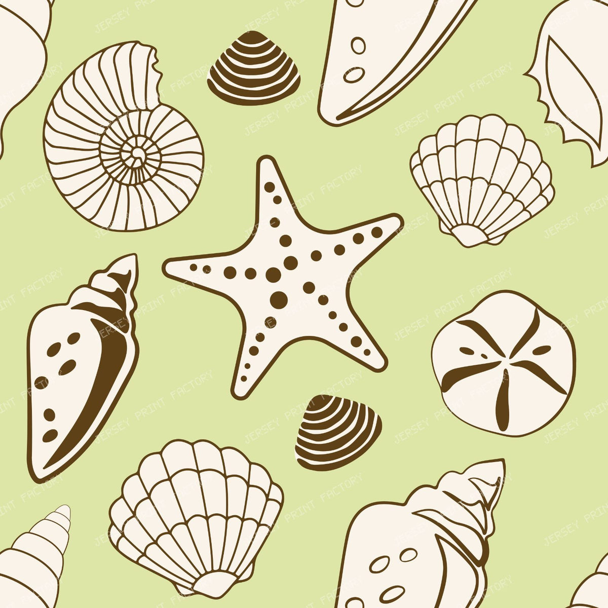 Seashells, Scallops, Conch Shells, Clam Shells, Starfish, Blue — Green 1