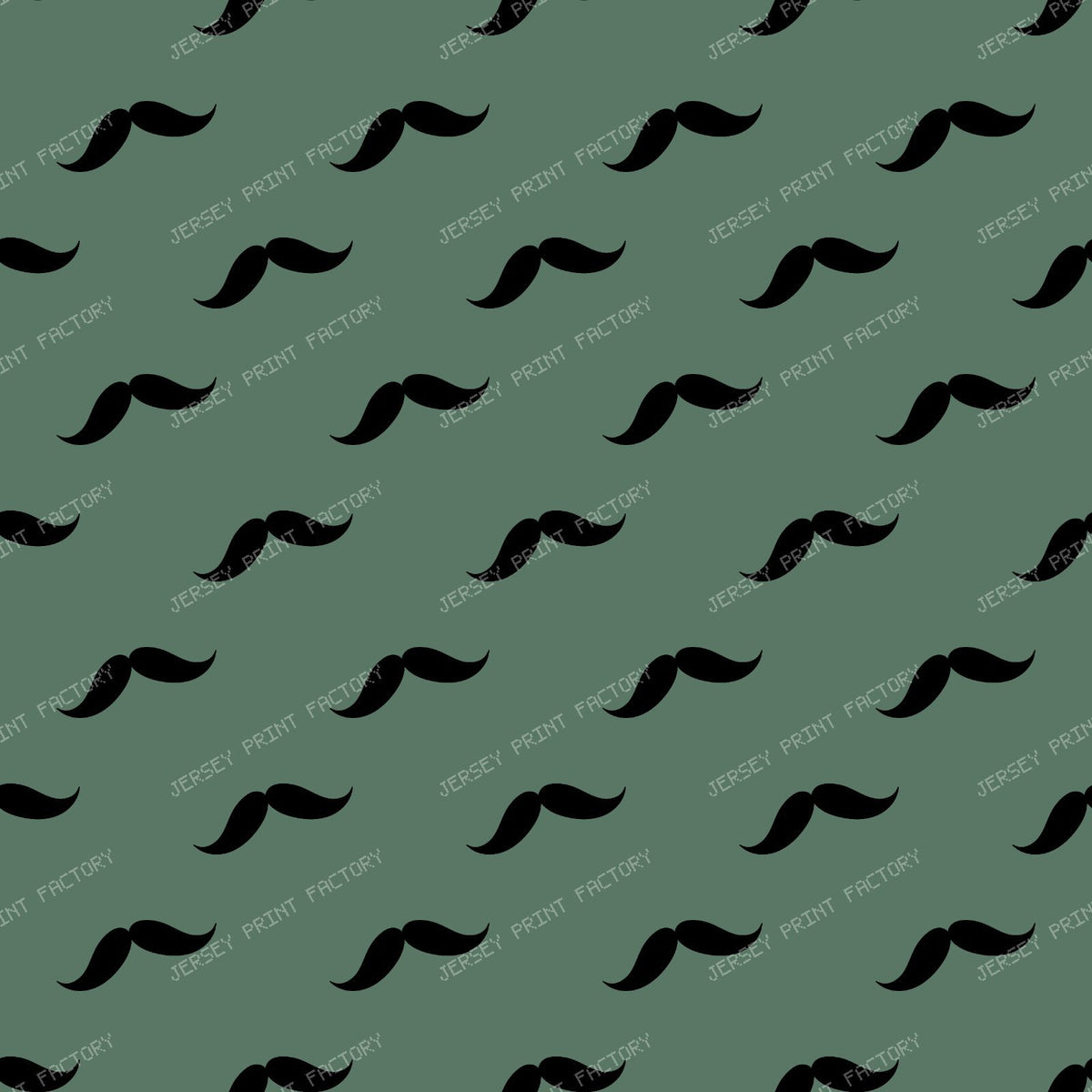 Mustache Pattern, Curly Mustache, Black and White — Green 4
