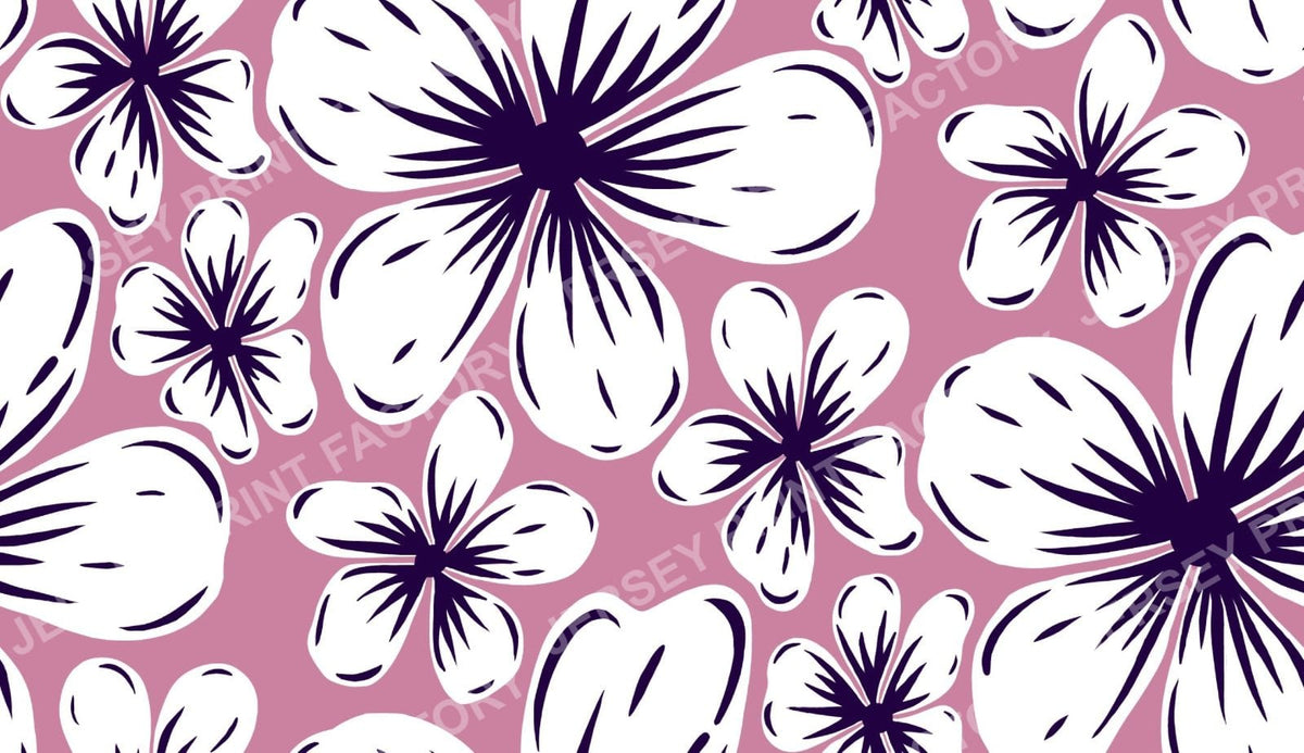 Boho Mid Century Hibiscus Flowers in Pink Peach