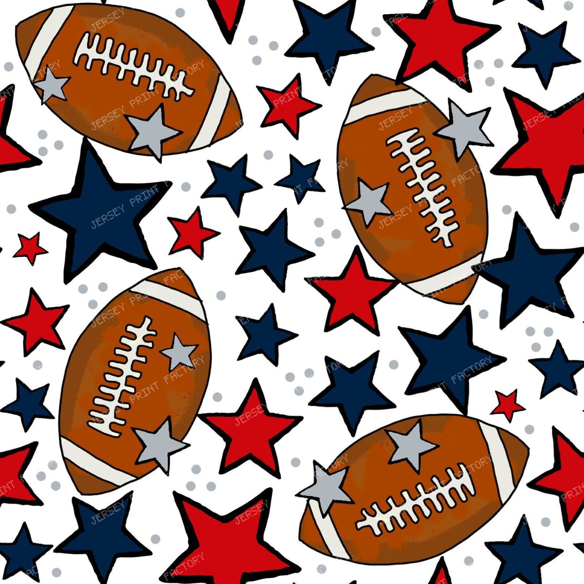 Footballs and Stars in Red and Navy