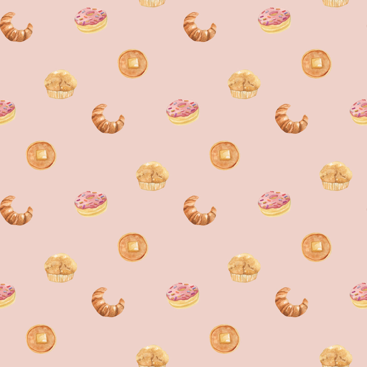 Breakfast Treats Pattern in Pink