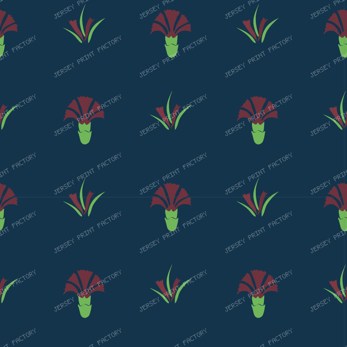 Iznik Carnation Block Print Blue - Medium