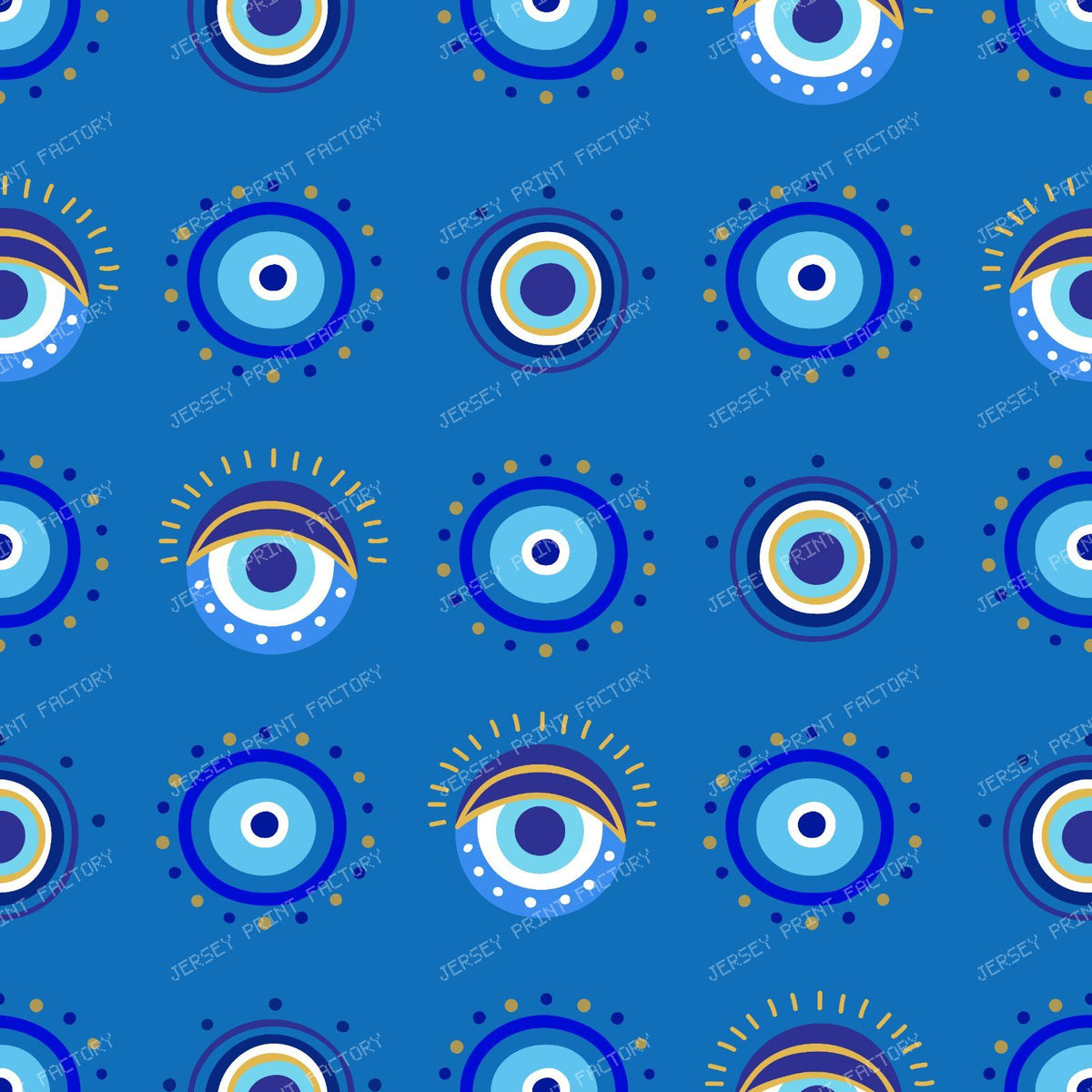 Evil Eye Pattern, Turkish Eye, Nazar, Mati, Mataki, Hamsa — Navy Blue